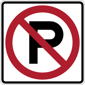 Image is a no parking sign.