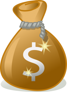 Image is an illustration of a gold bag of money.